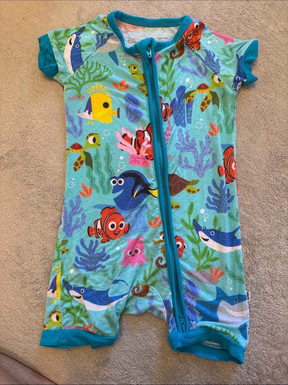 Little Sleepies Aqua Ocean Character Short Sleeve Footie